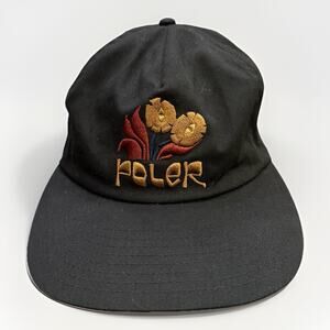 Poler Camp Vibes & Stuff Mens Black Flower Embroidery SnapBack Hat Baseball Cap